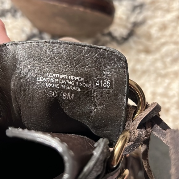 TORY BURCH Gray leather Lace Up High Heel Booties with wood sole Size 8 - Picture 8 of 8